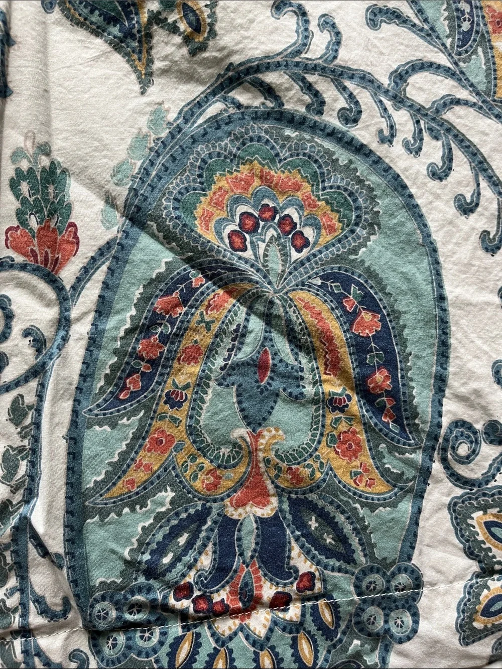 2 Pottery Barn Leah Paisley Euro pillow shams reversible blue white 27x30